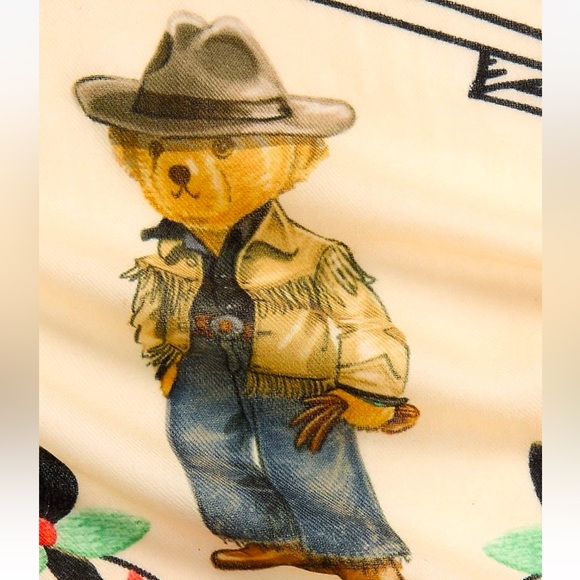 Polo Ralph Lauren RARE Polo Bear 100% Wool Scarf, Red Multi - Picture 6 of 7